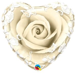 Ivory roses & butterflies folia balon - MojaZabava.si
