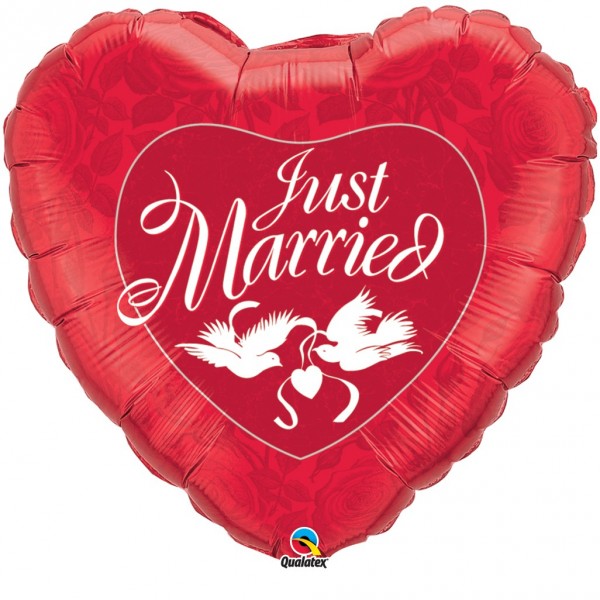 Just Married Rdeč folija balon - MojaZabava.si