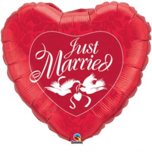Just Married Rdeč folija balon - MojaZabava.si
