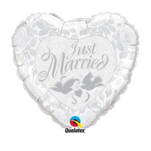 Just Married Srebrn folija balon - MojaZabava.si