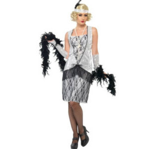 Kostum Flapper srebrn - S - MojaZabava.si