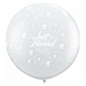 Velik Balon Just Married Flowers - viseči - MojaZabava.si