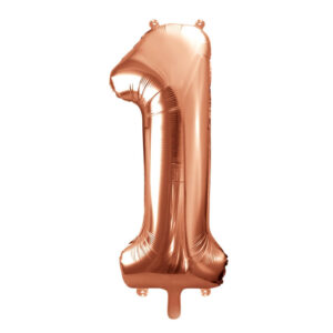 Balon številka 1 Rose Gold - Napihnjen s helijem - MojaZabava.si