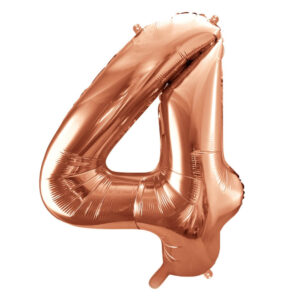 Balon številka 4 Rose Gold - Napihnjen s helijem - MojaZabava.si
