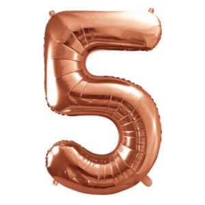 Balon številka 5 Rose Gold - Napihnjen s helijem - MojaZabava.si