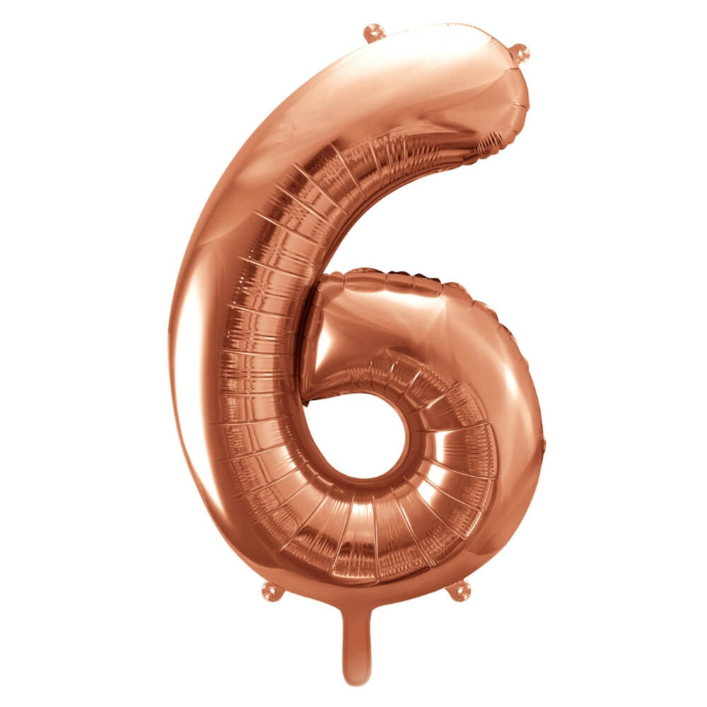 Balon številka 6 Rose Gold - nenapihnjen - MojaZabava.si
