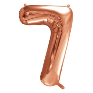 Balon številka 7 Rose Gold - Napihnjen s helijem - MojaZabava.si