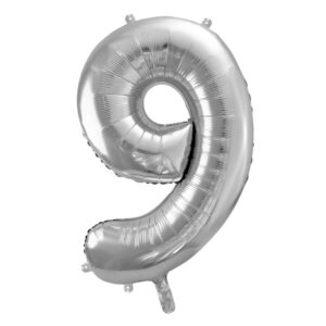 Balon številka 9 srebrna - MojaZabava.si
