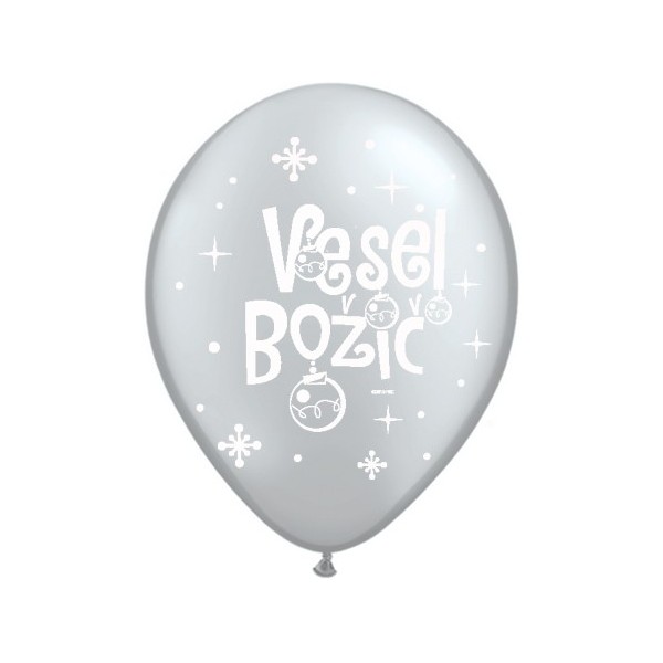 Baloni Vesel Božič-srebrn - MojaZabava.si